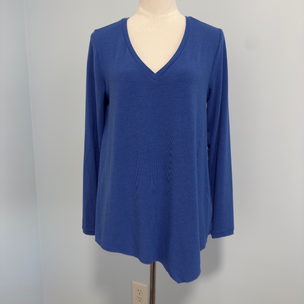 soft surroundings Long Sleeve asymmetrical hem Blue Top Tunic Size M